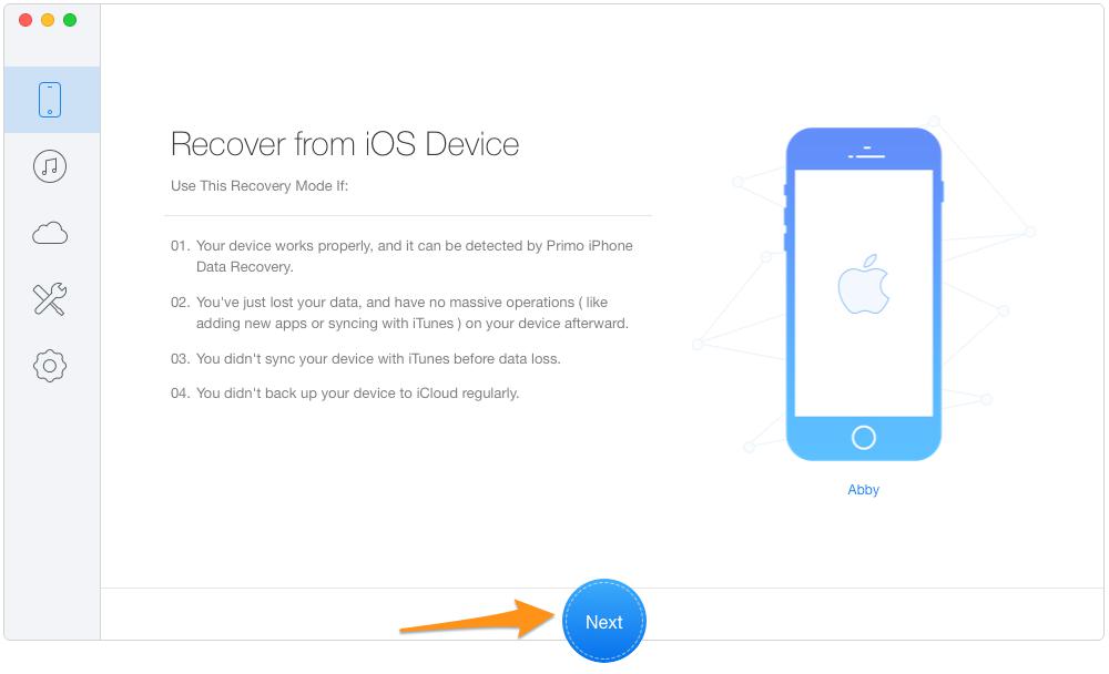 How to Recover Lost Data on iPhone X without Backup – Step 1