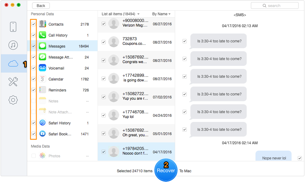 Recover Data from iCloud Backup without Restoring – Step 3