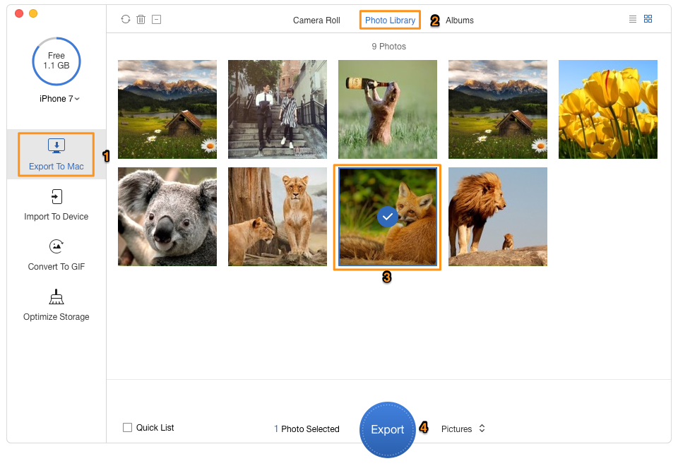 Transfer Photos from iPhone 7 to Mac – Step 2