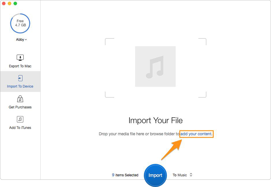 Transfer Music from Computer to iPhone 8/X without iTunes – Step 2