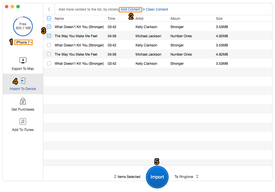Transfer Custom Ringtones from old iPhone to iPhone 7/7 Plus – Step 3
