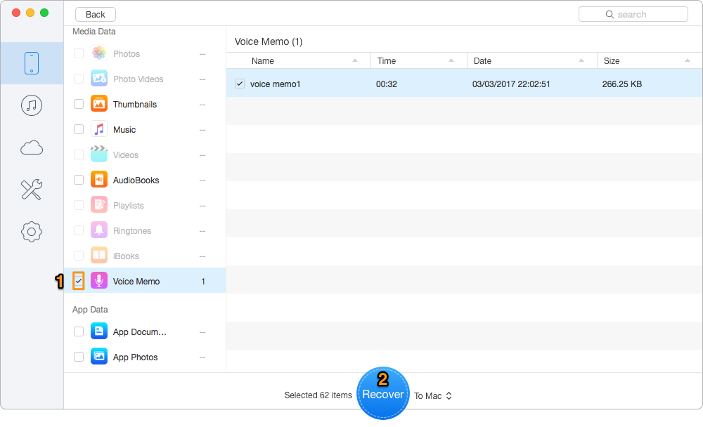 Copy Voice Memos from iPhone to Computer – Step 3